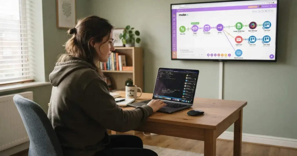 consultor de IA trabajando con herramientas NoCode sin programar