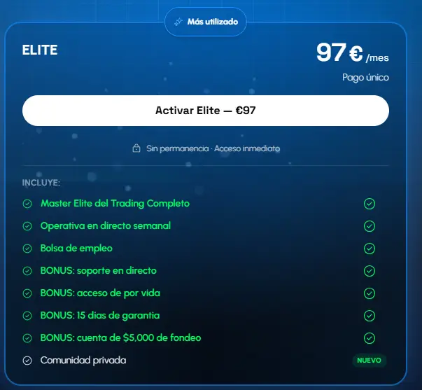 elite del trading pago del curso de mejora